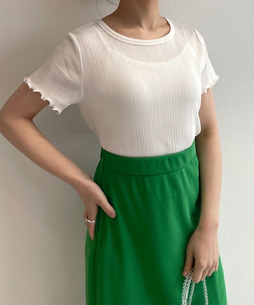 w closet（ダブルクローゼット）の「クルーネックバックシャンクロップドTシャツ（Tシャツ/カットソー・レディース・オフホワイト/ピンク系その他/カーキ/ブラック/ライム/オレンジ/ホワイト×ブラック/ライトピンク・FREE）」の17枚目の写真