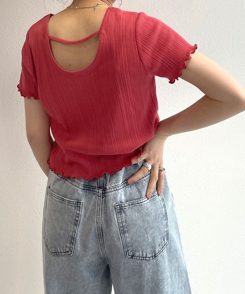 w closet（ダブルクローゼット）の「クルーネックバックシャンクロップドTシャツ（Tシャツ/カットソー・レディース・オフホワイト/ピンク系その他/カーキ/ブラック/ライム/オレンジ/ホワイト×ブラック/ライトピンク・FREE）」の20枚目の写真