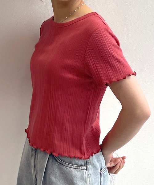 w closet（ダブルクローゼット）の「クルーネックバックシャンクロップドTシャツ（Tシャツ/カットソー・レディース・オフホワイト/ピンク系その他/カーキ/ブラック/ライム/オレンジ/ホワイト×ブラック/ライトピンク・FREE）」の21枚目の写真