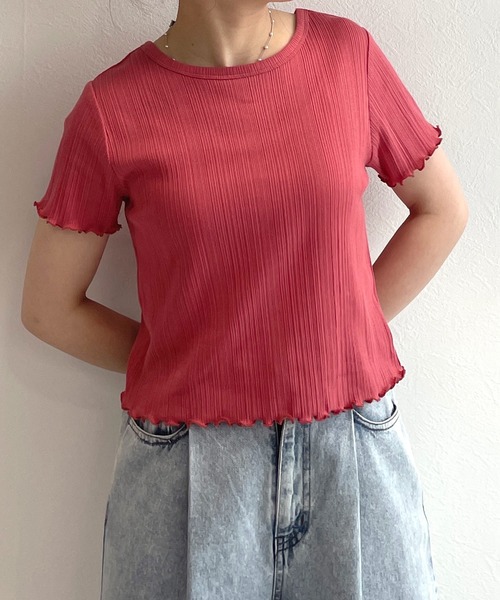 w closet（ダブルクローゼット）の「クルーネックバックシャンクロップドTシャツ（Tシャツ/カットソー・レディース・オフホワイト/ピンク系その他/カーキ/ブラック/ライム/オレンジ/ホワイト×ブラック/ライトピンク・FREE）」の22枚目の写真