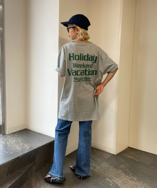 CIAOPANIC（チャオパニック）の「今年のお勧めロゴTシャツ！オーバーサイズBIGプリントTEE（Tシャツ/カットソー・レディース・グレー/ピンク/グリーン/アイボリー・FREE）」の19枚目の写真