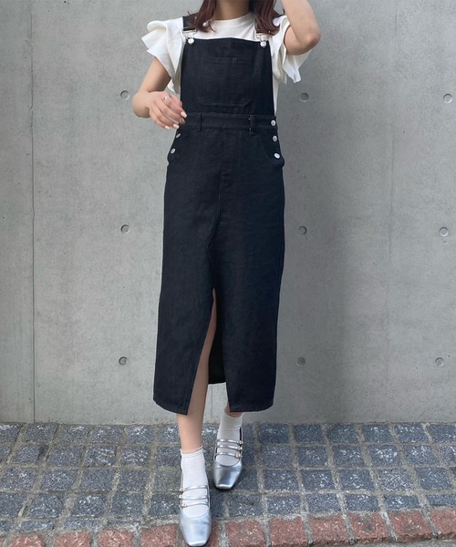 Voyage titty&Co.PETIT（ボヤージュティティアンドコープチ）の「【Voyage titty&Co. PETIT】ブラックデニムスリットジャンスカ（ワンピース・レディース・ブラック・SMALL/MEDIUM）」の3枚目の写真