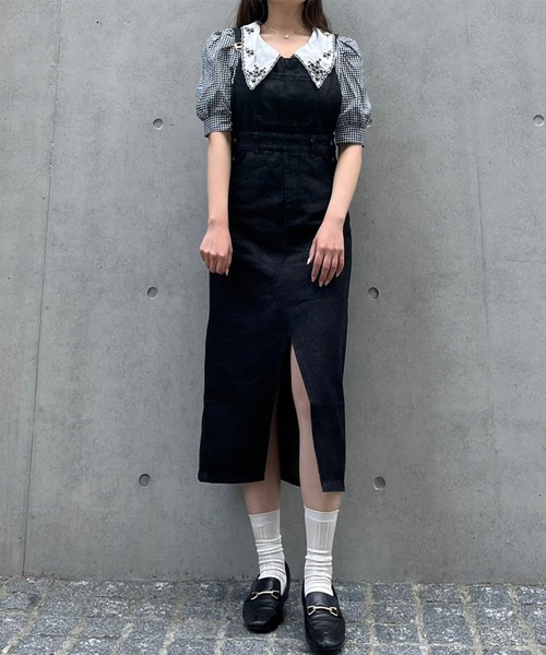 Voyage titty&Co.PETIT（ボヤージュティティアンドコープチ）の「【Voyage titty&Co. PETIT】ブラックデニムスリットジャンスカ（ワンピース・レディース・ブラック・SMALL/MEDIUM）」の6枚目の写真