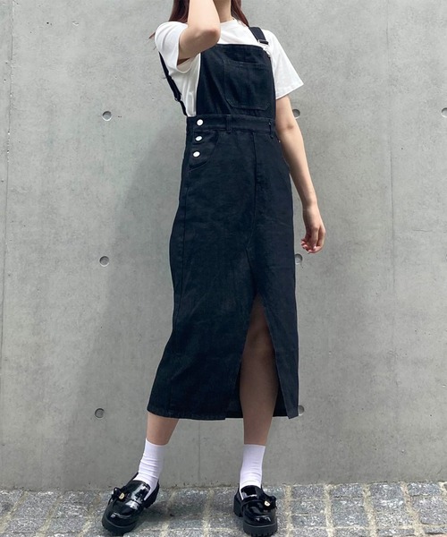 Voyage titty&Co.PETIT（ボヤージュティティアンドコープチ）の「【Voyage titty&Co. PETIT】ブラックデニムスリットジャンスカ（ワンピース・レディース・ブラック・SMALL/MEDIUM）」の7枚目の写真