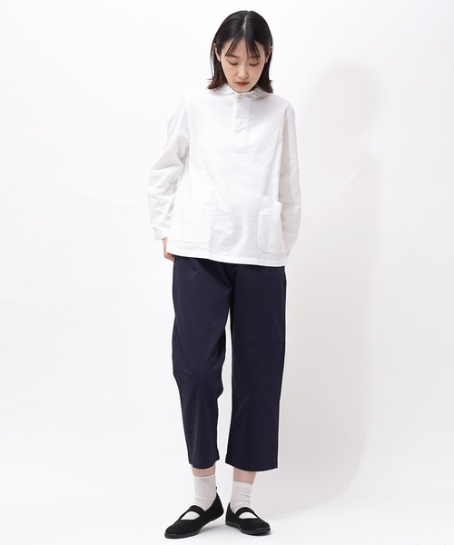GRANDMA MAMA DAUGHTER（グランマママドーター）の「【 GRANDMA MAMA DAUGHTER / グランマ ママ ドーター 】 # ワンタックチノパンツ GP267 KTC（チノパンツ・レディース・ネイビー/ベージュ・000/1）」の9枚目の写真