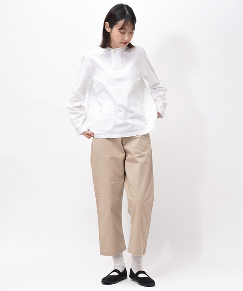 GRANDMA MAMA DAUGHTER（グランマママドーター）の「【 GRANDMA MAMA DAUGHTER / グランマ ママ ドーター 】 # ワンタックチノパンツ GP267 KTC（チノパンツ・レディース・ネイビー/ベージュ・000/1）」の4枚目の写真