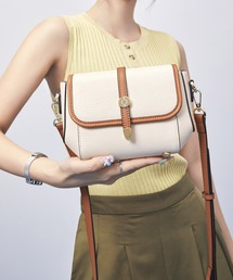 SAISON DE PAPILLON | コンパクト 本革ショルダーバッグ バイカラー配色 高級感 レザー(ショルダーバッグ)