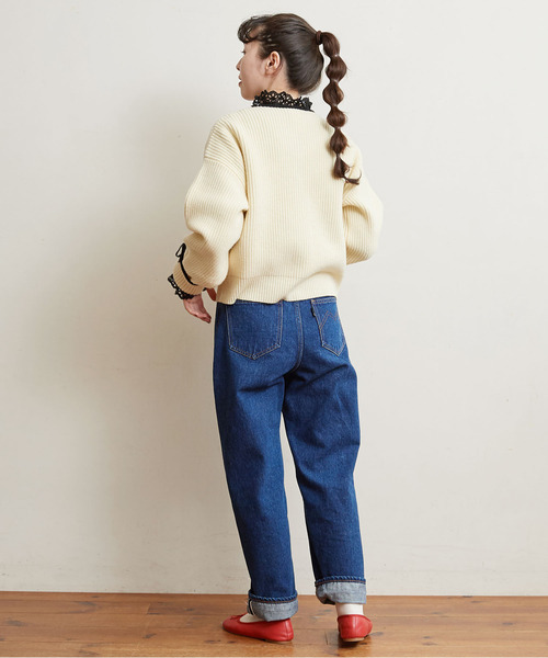 Dot＆Stripes CHILD WOMAN（ドットアンドストライプス　チャイルドウーマン）の「30/-天竺 コットンレースインナー（Tシャツ/カットソー・レディース・ホワイト/ブラック・FREE）」の14枚目の写真