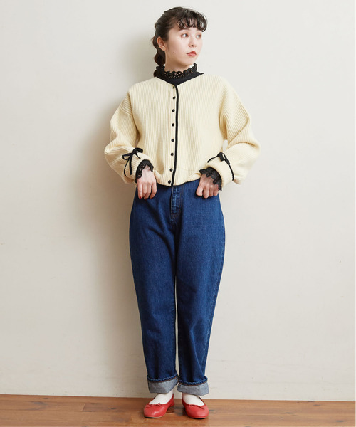 Dot＆Stripes CHILD WOMAN（ドットアンドストライプス　チャイルドウーマン）の「30/-天竺 コットンレースインナー（Tシャツ/カットソー・レディース・ホワイト/ブラック・FREE）」の17枚目の写真