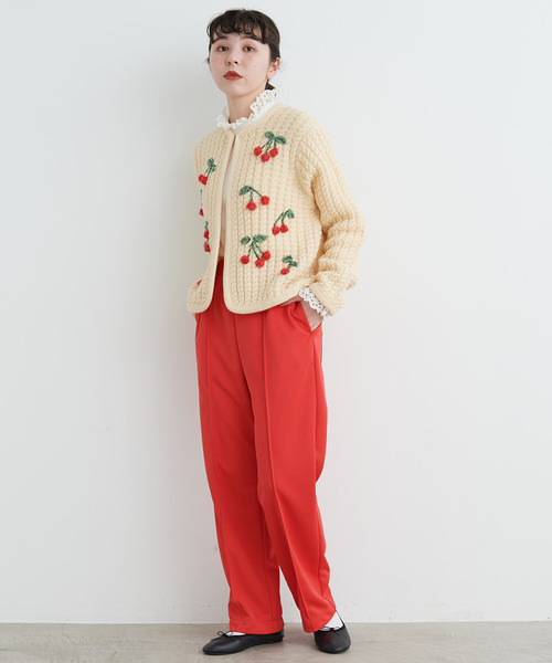 Dot＆Stripes CHILD WOMAN（ドットアンドストライプス　チャイルドウーマン）の「30/-天竺 コットンレースインナー（Tシャツ/カットソー・レディース・ホワイト/ブラック・FREE）」の9枚目の写真