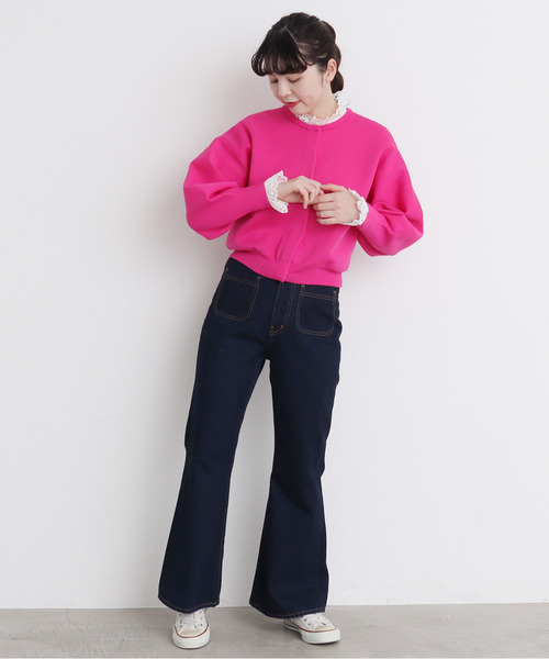 Dot＆Stripes CHILD WOMAN（ドットアンドストライプス　チャイルドウーマン）の「30/-天竺 コットンレースインナー（Tシャツ/カットソー・レディース・ホワイト/ブラック・FREE）」の21枚目の写真