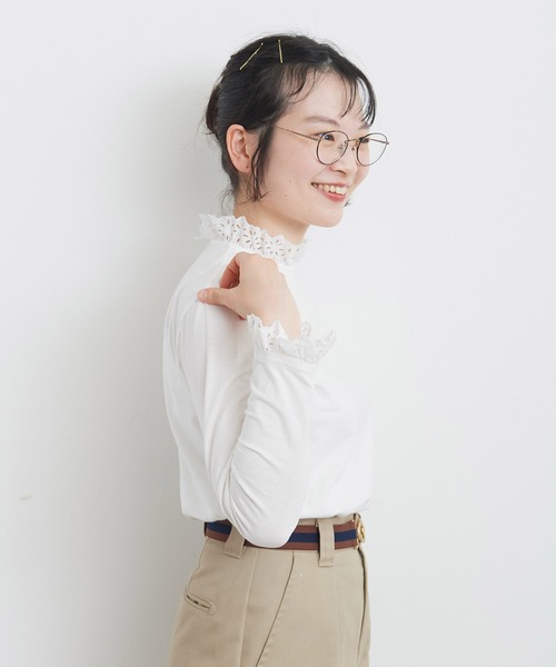 30/-天竺 コットンレースインナー（Tシャツ/カットソー