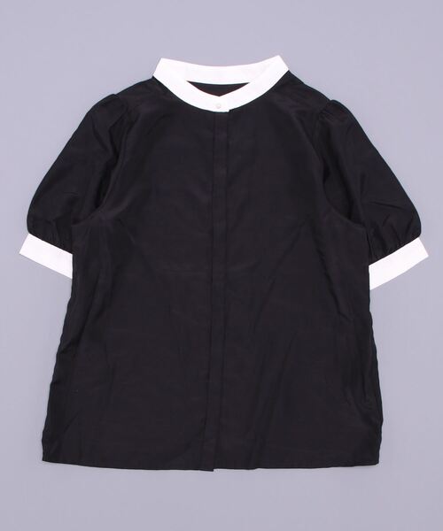 Te chichi TERRASSE(テチチテラス)の「バイカラーブラウス(シャツ/ブラウス・レディース・ホワイト/ブラック/オフホワイト/キナリ・フリ-)」の4枚目の写真