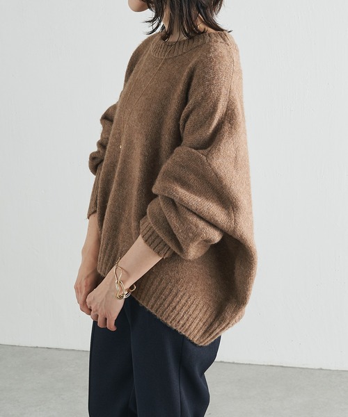 COLLAGE GALLARDAGALANTE（コラージュガリャルダガランテ）の「今季一押し/ヤクライクショート丈ワイドニット（ニット/セーター・レディース・サックスブルー/モカ/アイボリー・FREE）」の7枚目の写真