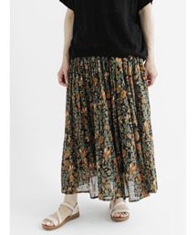 Samansa Mos2 blue | エスニック花柄ギャザースカート(スカート)