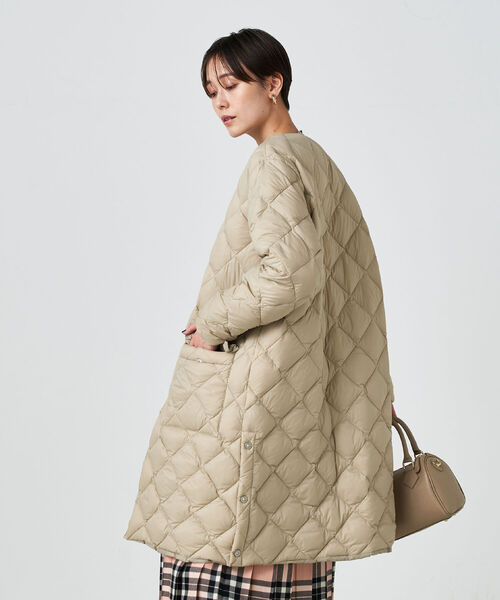 TAION(タイオン)の「◇【WEB限定】【TAION/タイオン】別注キルティングダウン(ダウンジャケット/コート・レディース・ベージュ/ブラック・S/M)」の4枚目の写真