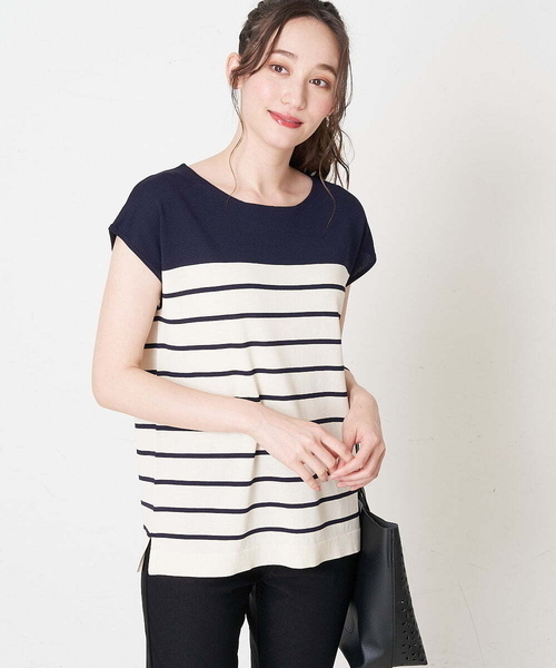 OFUON le MK(オフオンルエムケー)の「【洗える】フレンチスリーブニット(ニット/セーター・レディース・ブラック/ネイビー/グリーン・38)」の13枚目の写真