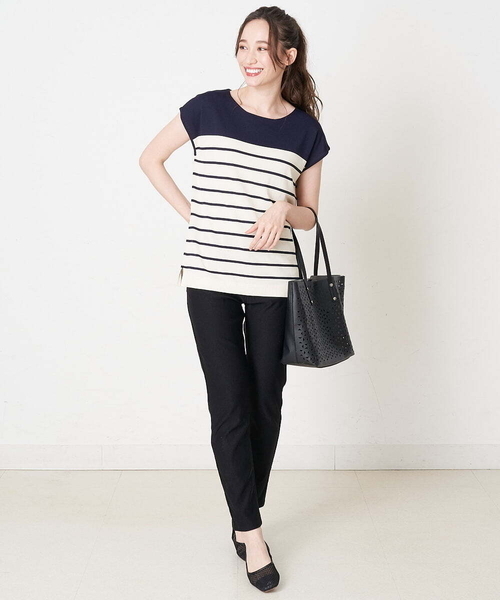 OFUON le MK(オフオンルエムケー)の「【洗える】フレンチスリーブニット(ニット/セーター・レディース・ブラック/ネイビー/グリーン・38)」の15枚目の写真