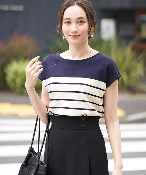 OFUON le MK(オフオンルエムケー)の「【洗える】フレンチスリーブニット(ニット/セーター・レディース・ブラック/ネイビー/グリーン・38)」の16枚目の写真