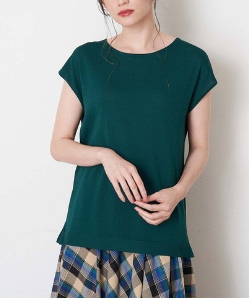 OFUON le MK(オフオンルエムケー)の「【洗える】フレンチスリーブニット(ニット/セーター・レディース・ブラック/ネイビー/グリーン・38)」の2枚目の写真