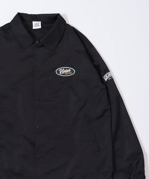 VISION STREET WEAR（ヴィジョンストリートウェア）の「【VISION STREET WEAR】ビッグシルエット ワッペンコーチジャケット（ブルゾン・レディース・グリーン/ブラック/ネイビー・MEDIUM/LARGE/X-LARGE）」の2枚目の写真