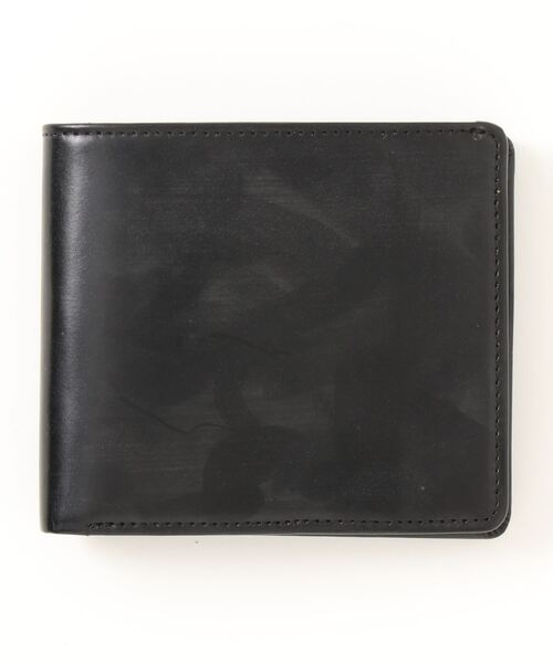 BRITISH GREEN（ブリティッシュグリーン）の「BRITISH GREEN ブライドルレザー 二つ折り財布 本革財布 ブラック×パープル（財布・メンズ・ブラック×パープル・FREE）」の2枚目の写真