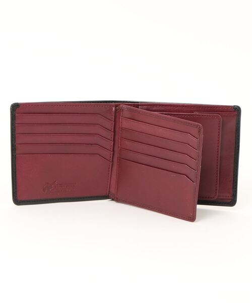 BRITISH GREEN（ブリティッシュグリーン）の「BRITISH GREEN ブライドルレザー 二つ折り財布 本革財布 ブラック×パープル（財布・メンズ・ブラック×パープル・FREE）」の4枚目の写真