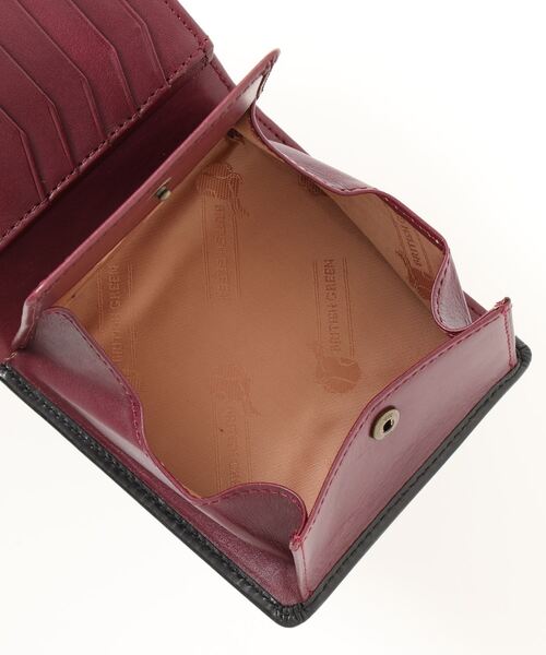 BRITISH GREEN（ブリティッシュグリーン）の「BRITISH GREEN ブライドルレザー 二つ折り財布 本革財布 ブラック×パープル（財布・メンズ・ブラック×パープル・FREE）」の5枚目の写真