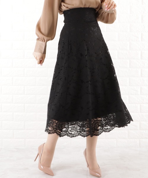 Lace Ladies(レースレディース)の「総レーススカート バックレースアップ(スカート・レディース・ブラック/ネイビー/グレー/ピンク・FREE)」の5枚目の写真
