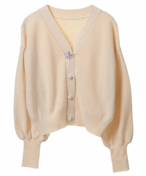 31 Sons de mode(トランテアン ソン ドゥ モード)の「ビジューパールコンビクロップドカーディガン(カーディガン/ボレロ・レディース・ブラック/オフホワイト/ピンク・36)」の14枚目の写真