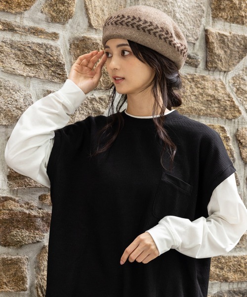 QUEENHEAD（クイーンヘッド）の「アイビーバスクベレー帽（ハンチング/ベレー帽・レディース・ブラック/ベージュ/グレー/レッド/グリーン・FREE）」の6枚目の写真