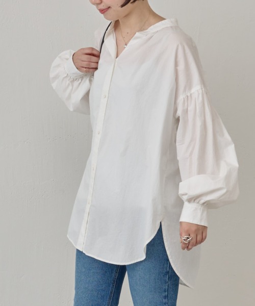 BEARDSLEY（ビアズリー）の「タイプライターギャザーシャツ（シャツ/ブラウス・レディース・グレー/ホワイト・FREE）」の3枚目の写真