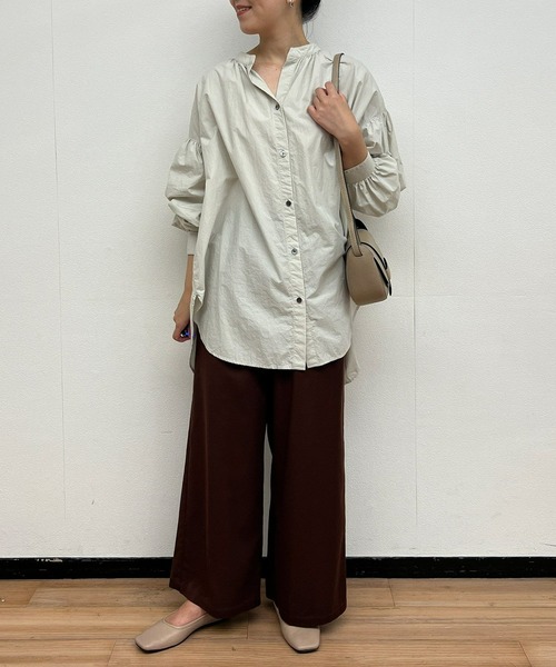 BEARDSLEY（ビアズリー）の「タイプライターギャザーシャツ（シャツ/ブラウス・レディース・グレー/ホワイト・FREE）」の7枚目の写真