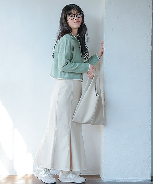 Isn't She?(イズントシー)の「配色パイピングニットカーディガン(カーディガン/ボレロ・レディース・ベージュ/オリーブ/ブラウン・FREE)」の14枚目の写真