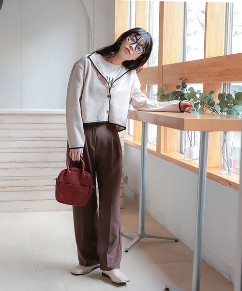Isn't She?(イズントシー)の「配色パイピングニットカーディガン(カーディガン/ボレロ・レディース・ベージュ/オリーブ/ブラウン・FREE)」の10枚目の写真