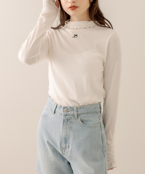 OLIVE des OLIVE(オリーブデオリーブ)の「リブタートルインナー(Tシャツ/カットソー・レディース・ブラック/オフホワイト・FREE)」の9枚目の写真