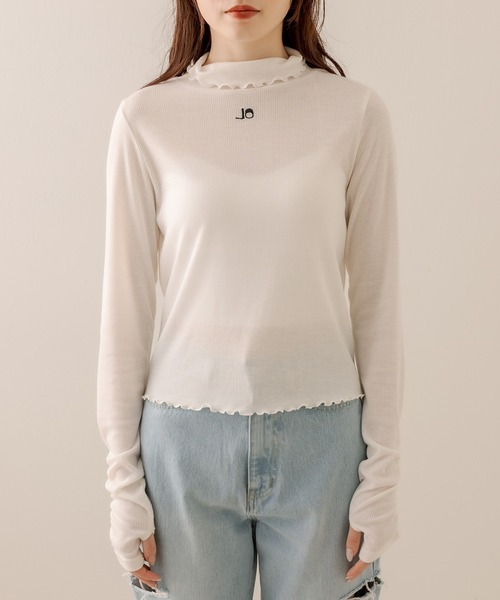 OLIVE des OLIVE(オリーブデオリーブ)の「リブタートルインナー(Tシャツ/カットソー・レディース・ブラック/オフホワイト・FREE)」の12枚目の写真