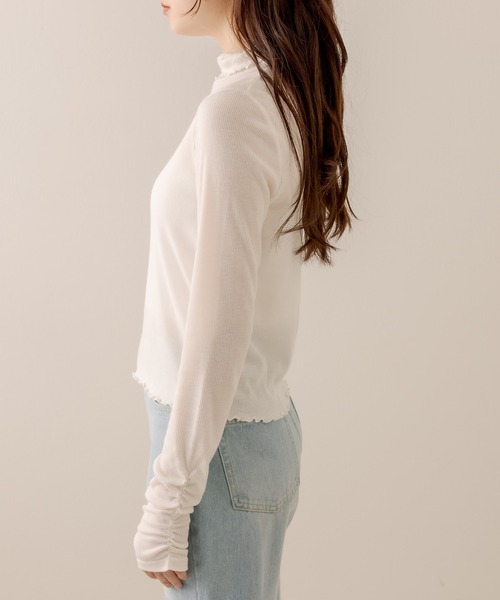 OLIVE des OLIVE(オリーブデオリーブ)の「リブタートルインナー(Tシャツ/カットソー・レディース・ブラック/オフホワイト・FREE)」の15枚目の写真