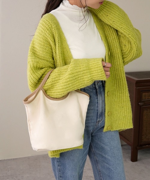 IAMUSE（アイアミューズ）の「PUパイピングキャンバスハンドバッグ S0780【IAMUSE】（ハンドバッグ・レディース・ブラック/ベージュ・FREE）」の9枚目の写真