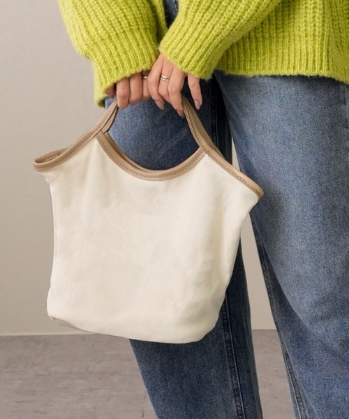 IAMUSE（アイアミューズ）の「PUパイピングキャンバスハンドバッグ S0780【IAMUSE】（ハンドバッグ・レディース・ブラック/ベージュ・FREE）」の8枚目の写真