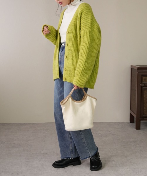 IAMUSE（アイアミューズ）の「PUパイピングキャンバスハンドバッグ S0780【IAMUSE】（ハンドバッグ・レディース・ブラック/ベージュ・FREE）」の12枚目の写真