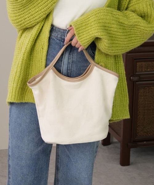 IAMUSE（アイアミューズ）の「PUパイピングキャンバスハンドバッグ S0780【IAMUSE】（ハンドバッグ・レディース・ブラック/ベージュ・FREE）」の10枚目の写真