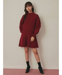 merry jenny | ハートケーブルニットミニワンピース(ワンピース)