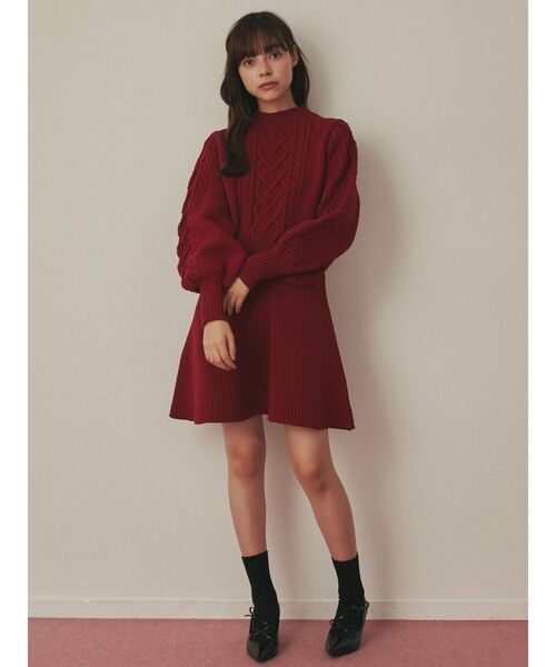 merry jenny(メリージェニー)の「ハートケーブルニットミニワンピース(ワンピース・レディース・ブラック/レッド/アイボリー・FREE)」の8枚目の写真