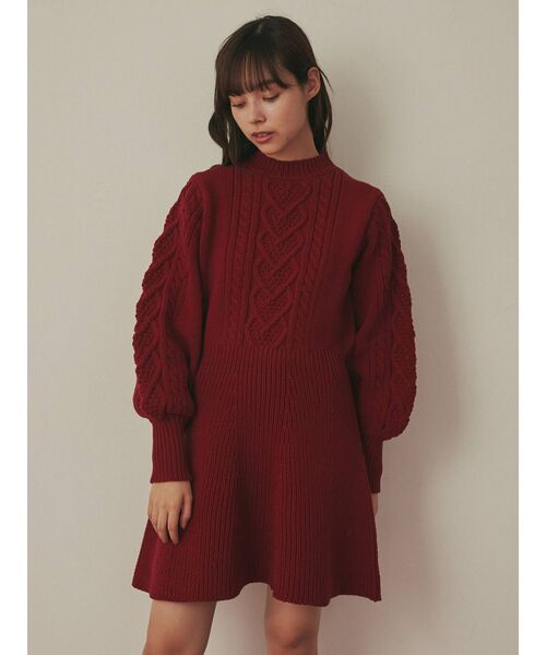 merry jenny(メリージェニー)の「ハートケーブルニットミニワンピース(ワンピース・レディース・ブラック/レッド/アイボリー・FREE)」の13枚目の写真