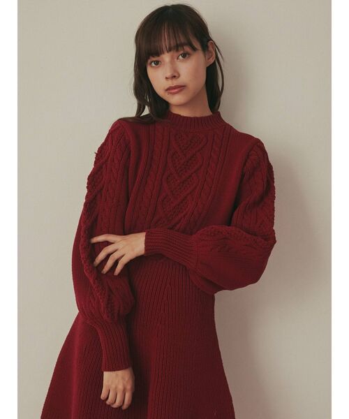 merry jenny(メリージェニー)の「ハートケーブルニットミニワンピース(ワンピース・レディース・ブラック/レッド/アイボリー・FREE)」の10枚目の写真