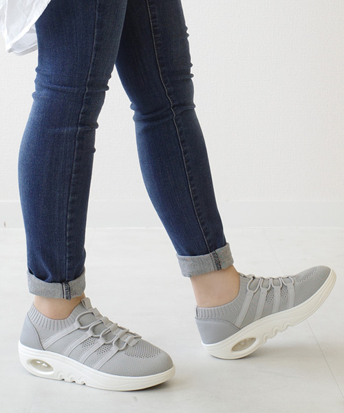 AmiAmi（アミアミ）の「ストレッチニットスニーカー /エアーソールスリッポン（スニーカー・レディース・ホワイト/ライトグレー/ブラック・22.5cm/23cm/23.5cm/24cm/24.5cm/25cm）」の7枚目の写真