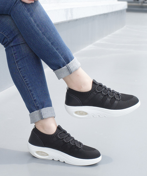 AmiAmi（アミアミ）の「ストレッチニットスニーカー /エアーソールスリッポン（スニーカー・レディース・ホワイト/ライトグレー/ブラック・22.5cm/23cm/23.5cm/24cm/24.5cm/25cm）」の9枚目の写真