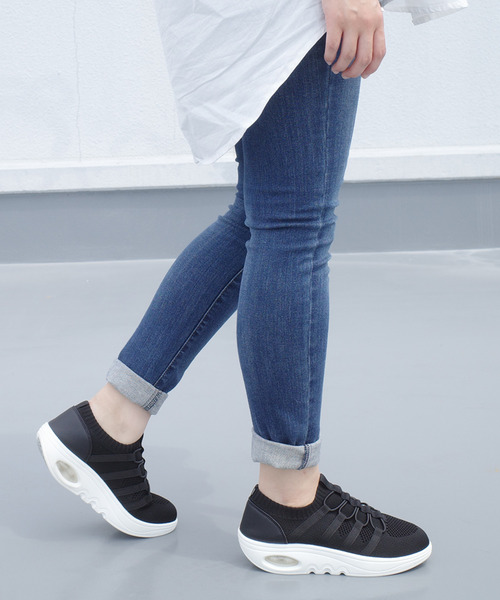 AmiAmi（アミアミ）の「ストレッチニットスニーカー /エアーソールスリッポン（スニーカー・レディース・ホワイト/ライトグレー/ブラック・22.5cm/23cm/23.5cm/24cm/24.5cm/25cm）」の10枚目の写真