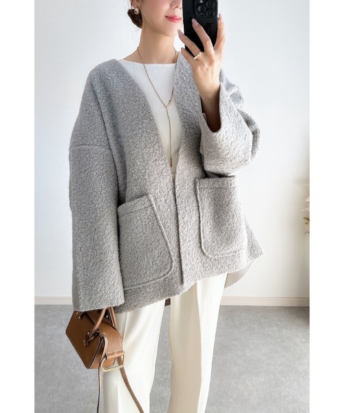 didot showroom ノーカラーウールジャケット　HANDMADE didot showroom ノーカラーウールジャケット HANDMADE Didot